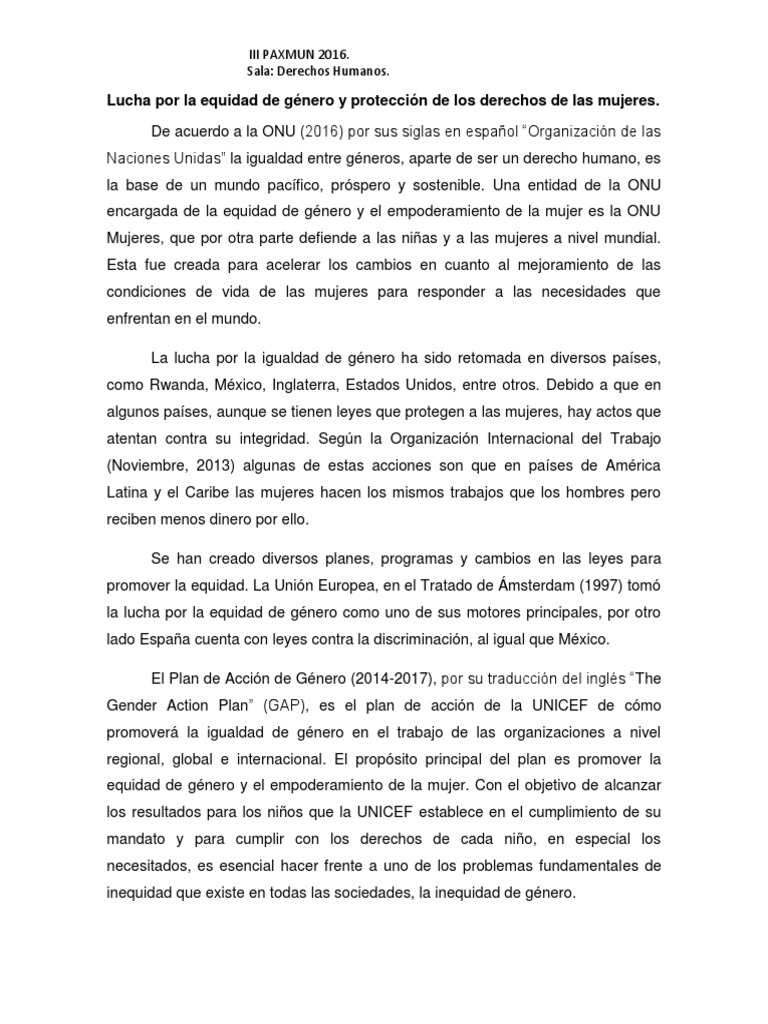 Equidad de Género y Derechos de Mujeres | PDF | Igualdad de género ...