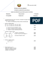 Teste de Matemática da 8a Classe