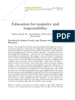 Adorno, T - Education For Maturity & Responsibility, (1999) 123 Hist Human Sciences 21 PDF