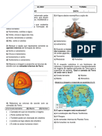 Prova de Geografia sobre formação do relevo terrestre