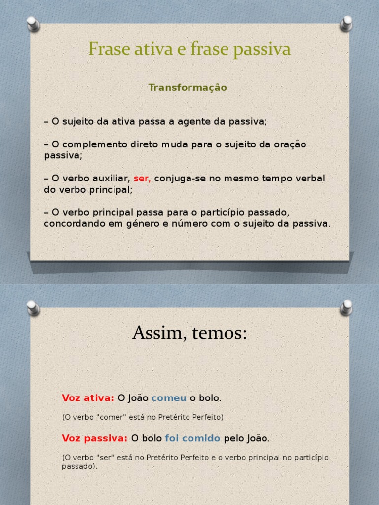 Transformando frases ativas em passivas e vice-versa: Uma explicação ...