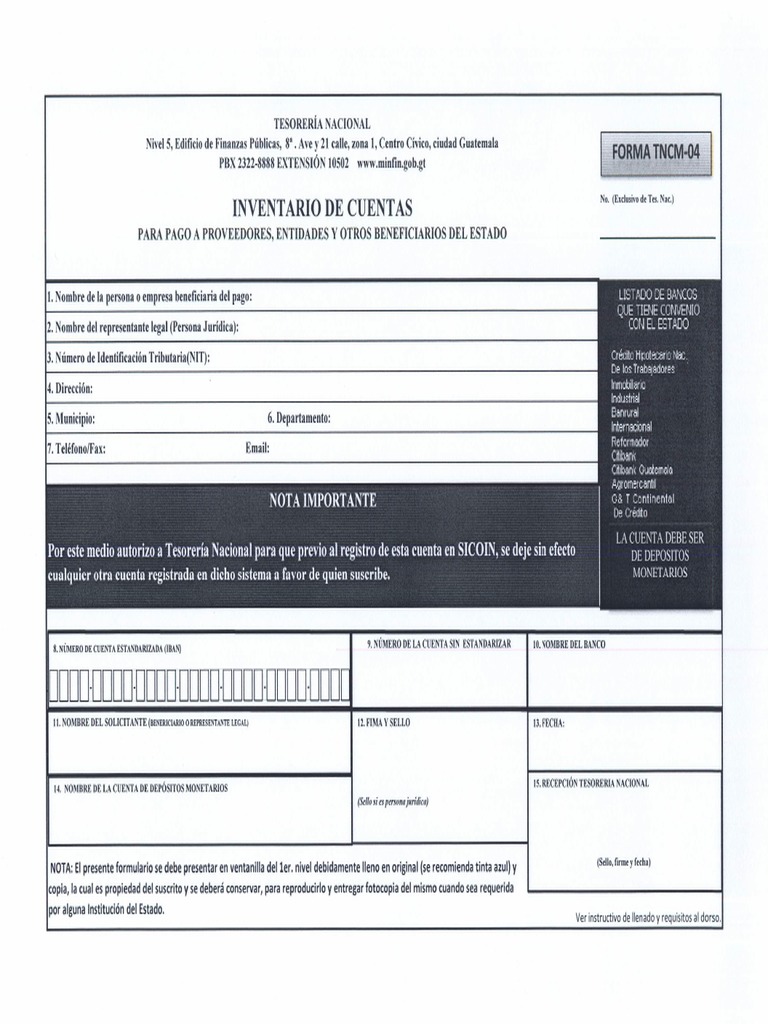 Formulario inventario de cuentas pdf