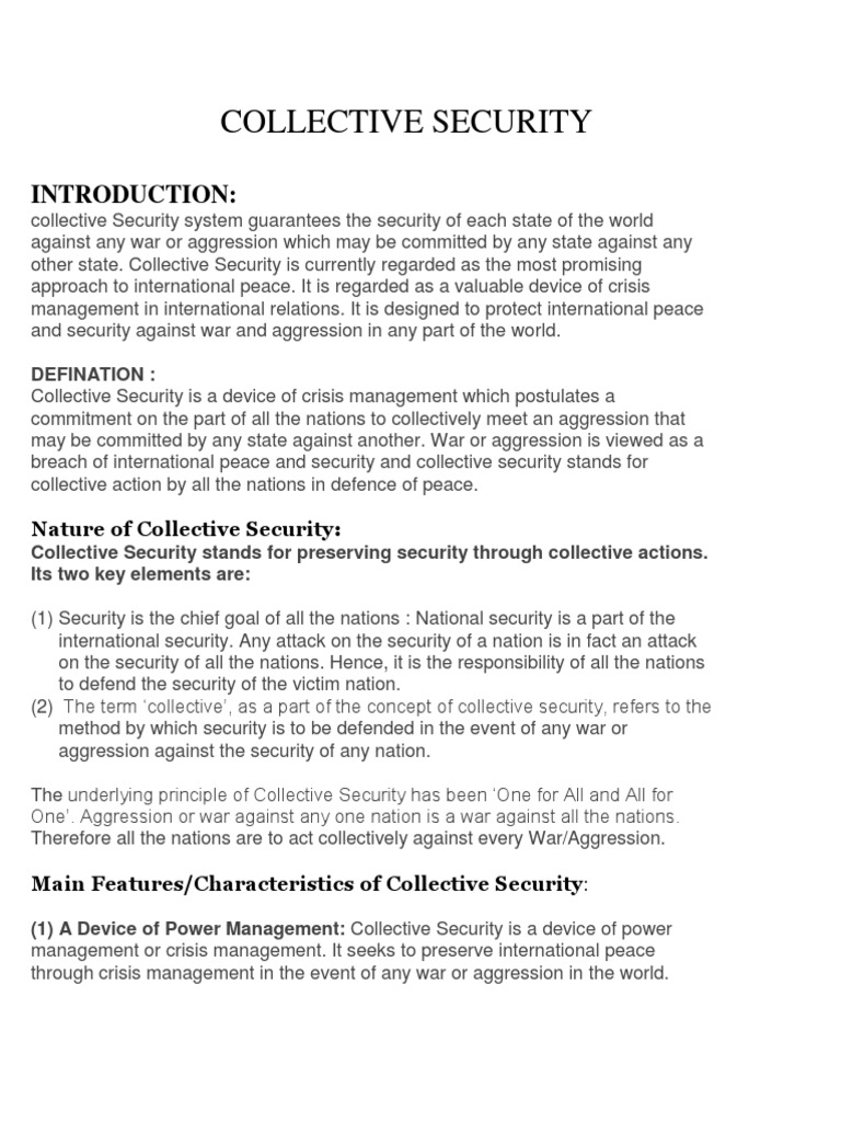 Understanding Collective Security Concepts | PDF | National Security ...