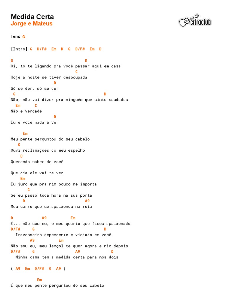 Cifra Club e Mateus Medida Certa PDF