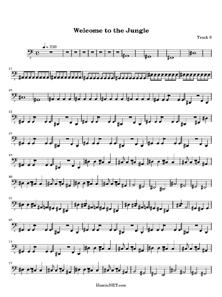 Welcome to the jungle bass pdf