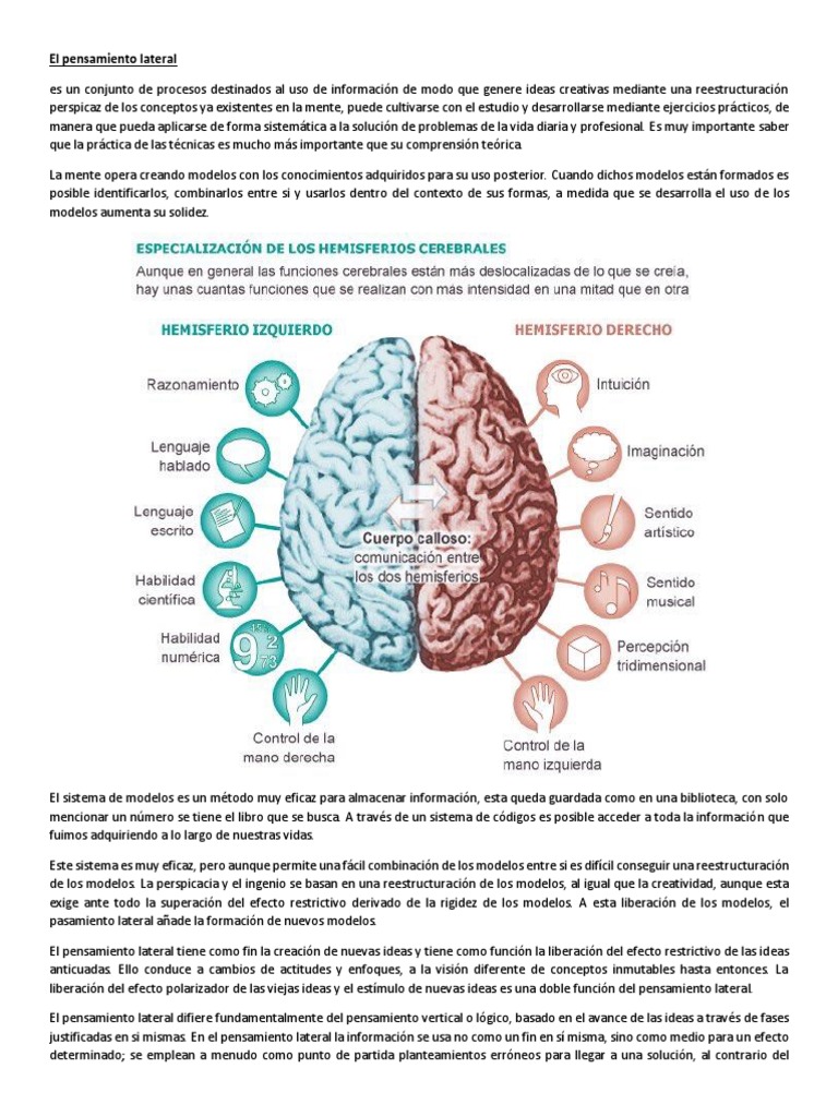 El Pensamiento Lateral y Vertical Creatividad Información
