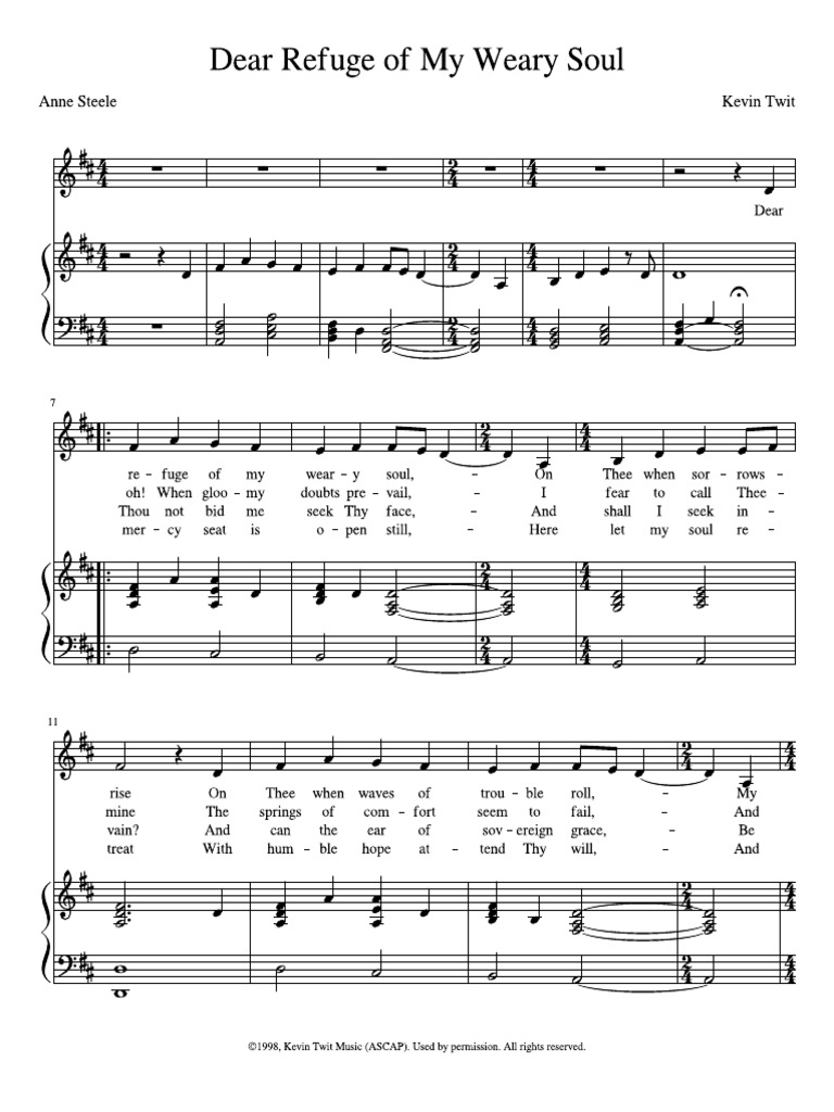 Dear Refuge of My Weary Soul - Piano (D) | PDF