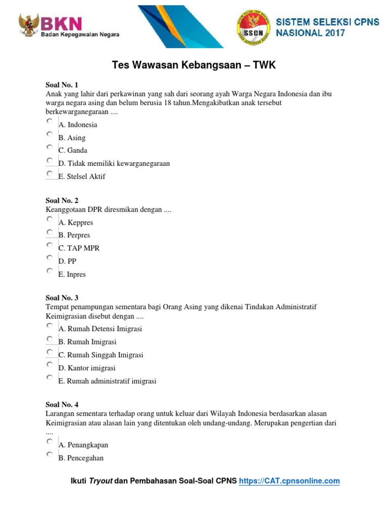 Contoh Soal Tes Kompetensi Dasar Tkd Pdf Dan Jawabannya