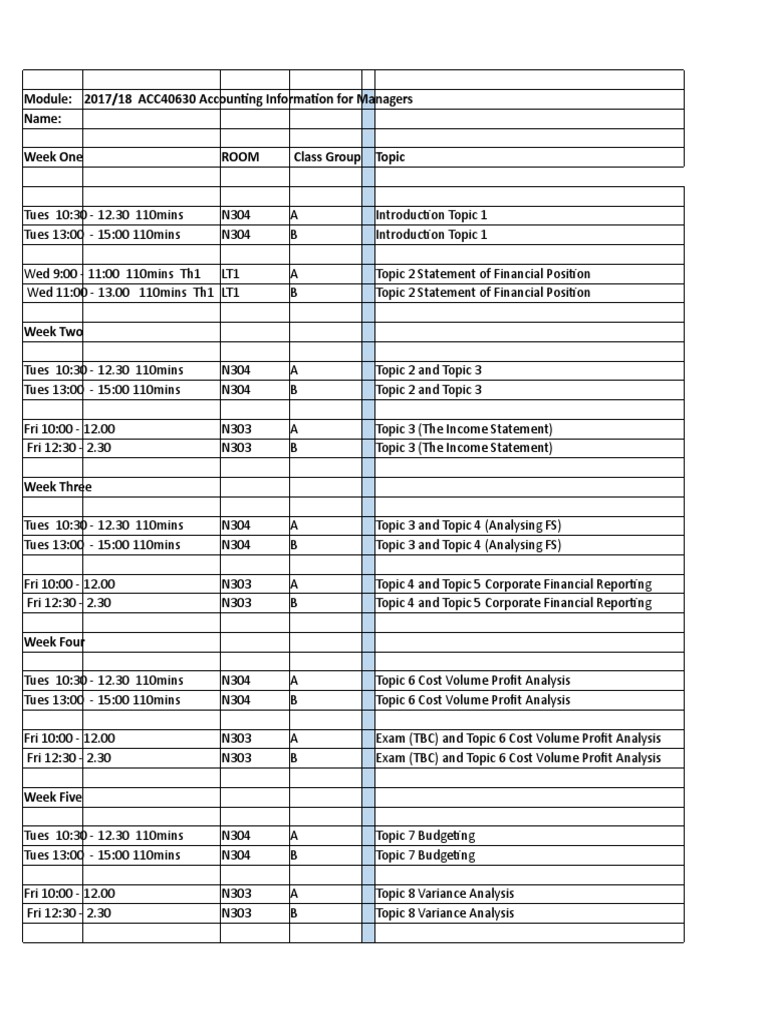 Class Timetable For Students | PDF