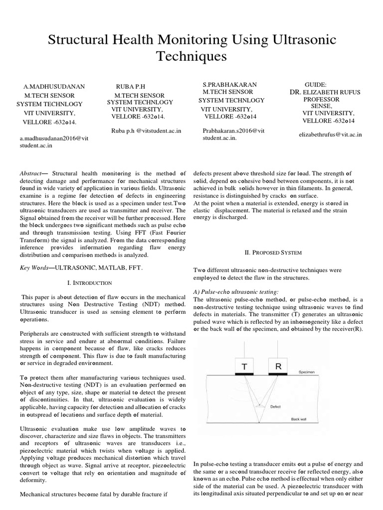 Structural Health Monitoring Using Ultrasonic Techniques | PDF ...