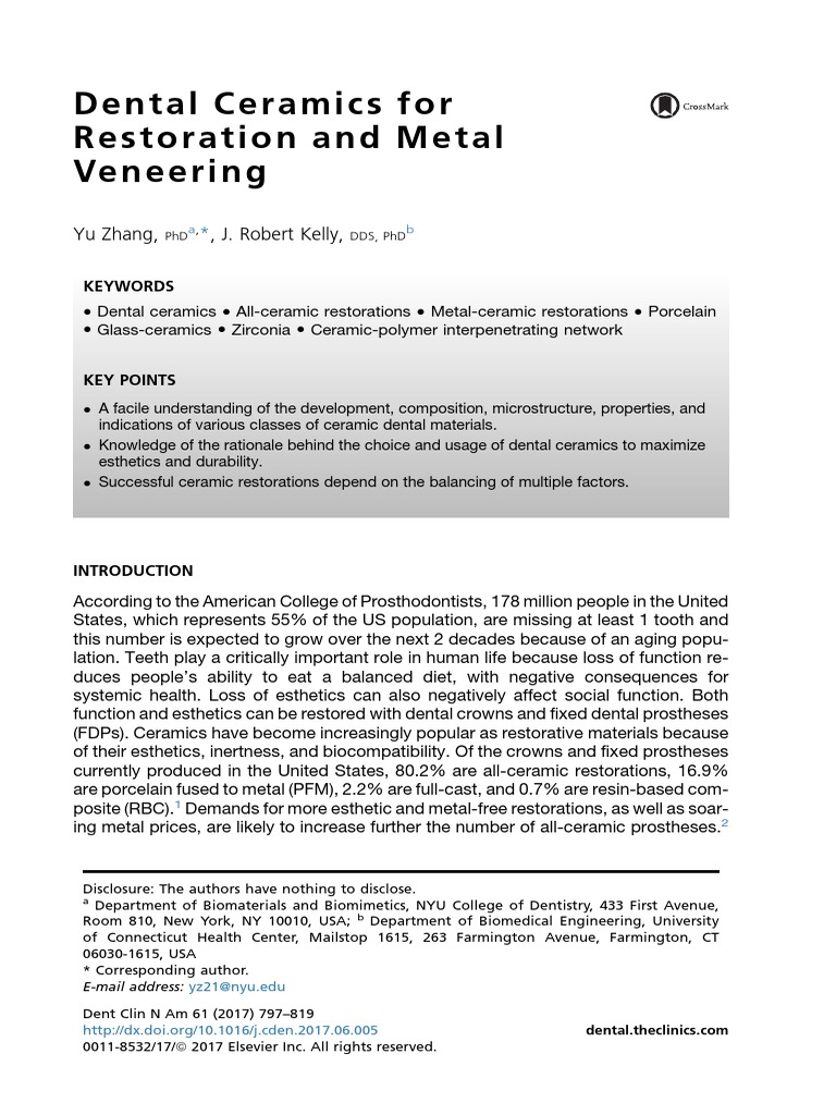 Dental Ceramics For Restoration and Metal Veneering | PDF | Ceramics ...