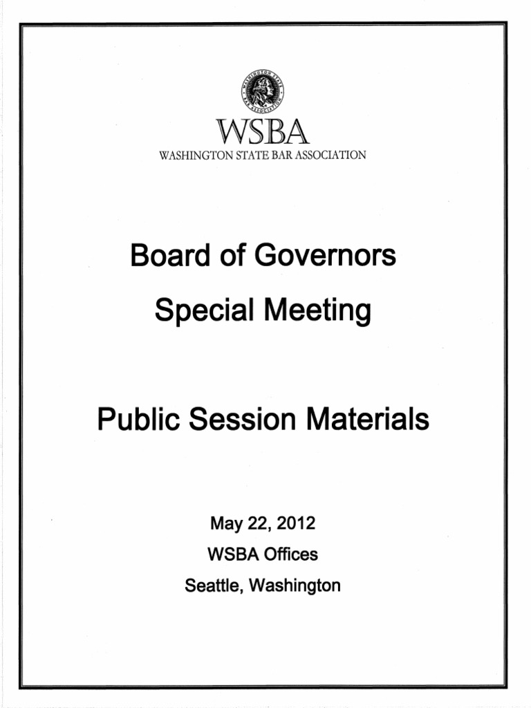 May 2012 Washington State Bar Association (WSBA) Board of Governors