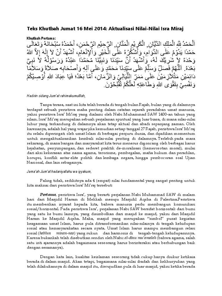 Teks Khutbah Jumat 16 Mei 2014