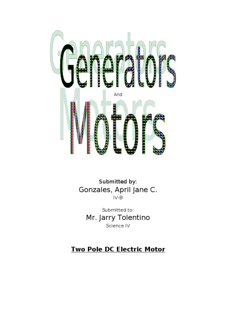 Science Project Generators and Motors PDF Electric Motor