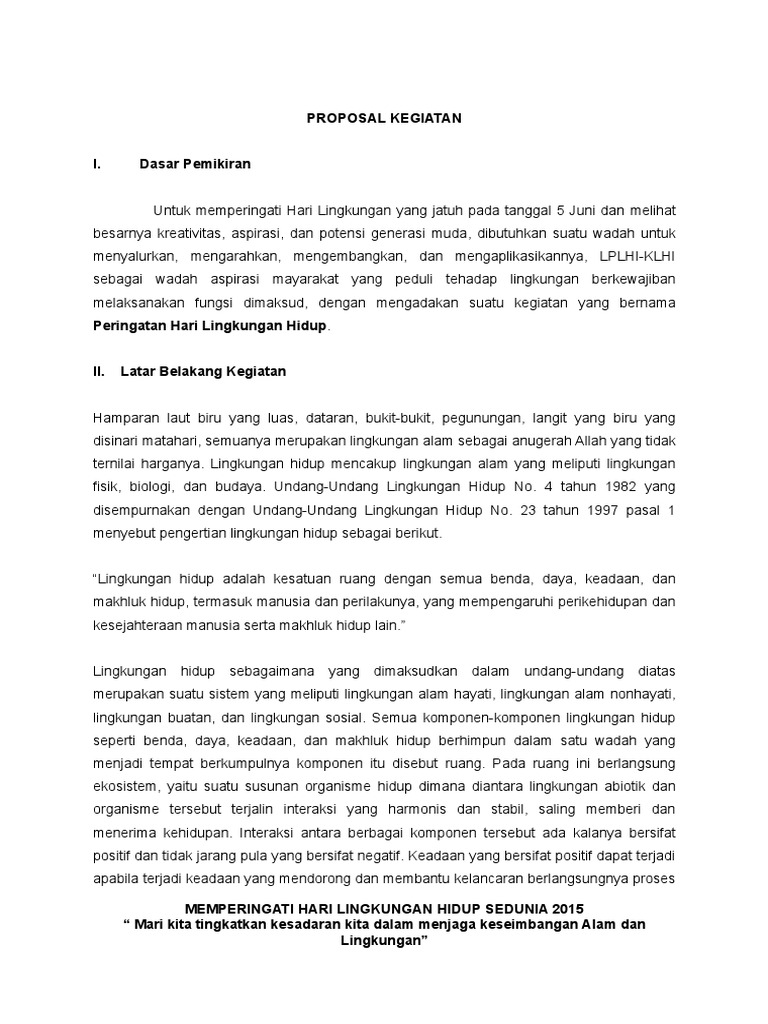 Proposal Kegiatan Hari Lingkungan Lplhi11