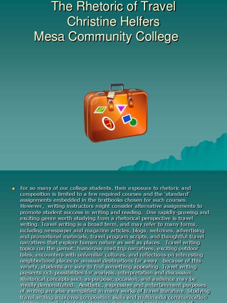 Travel Writing Rhetoric | PDF | Travel Literature | Rhetoric