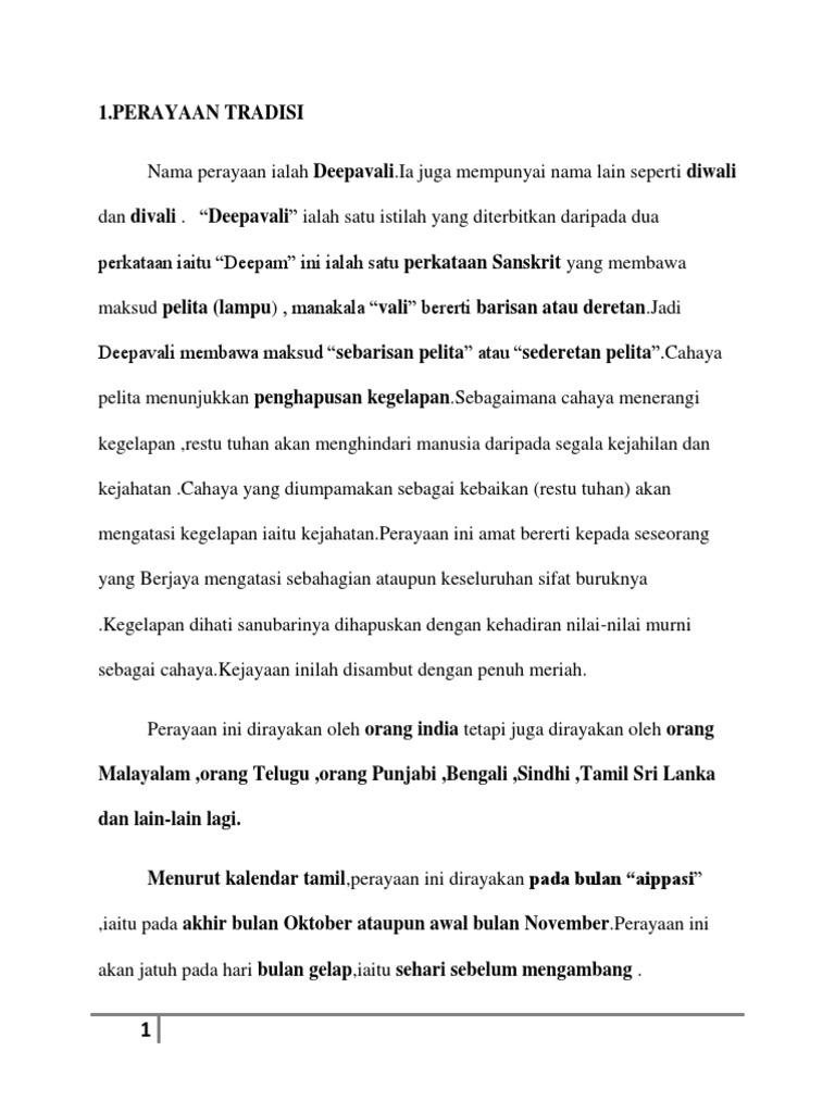 Cerita Sambutan Hari Deepavali