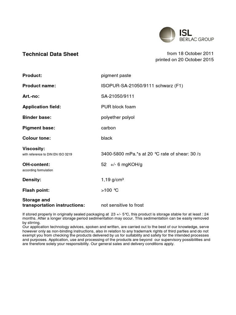 Technical Data Sheet ISOPUR SA-21050-9111 | PDF