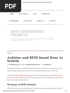 Arduino And Rfid Based Door Access System Best Engineering