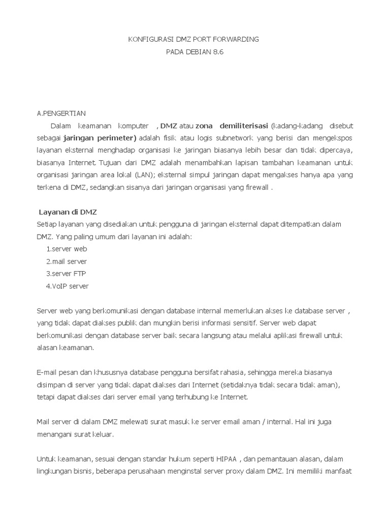 Konfigurasi DMZ Port Forwarding Pada Debian Router PDF