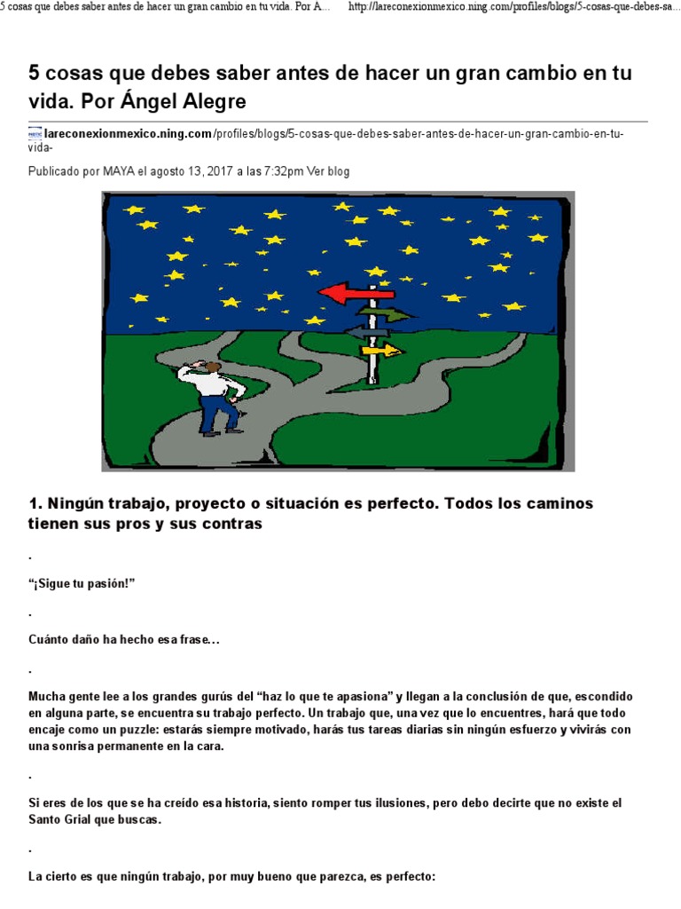5 Cosas Que Debes Saber Antes de Hacer Un Gran Cambio en Tu Vida | PDF ...
