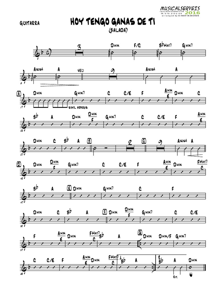 Hoy Tengo Ganas De Ti Piano