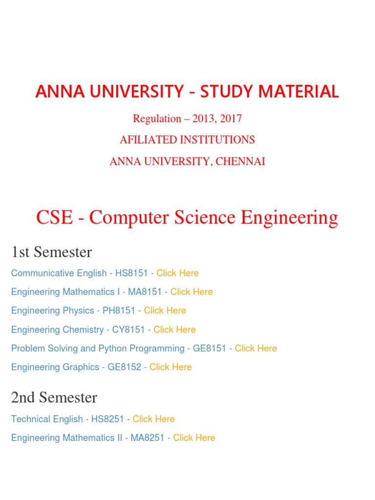 Anna University CSE Syllabus Overview | PDF | Engineering | Electronics