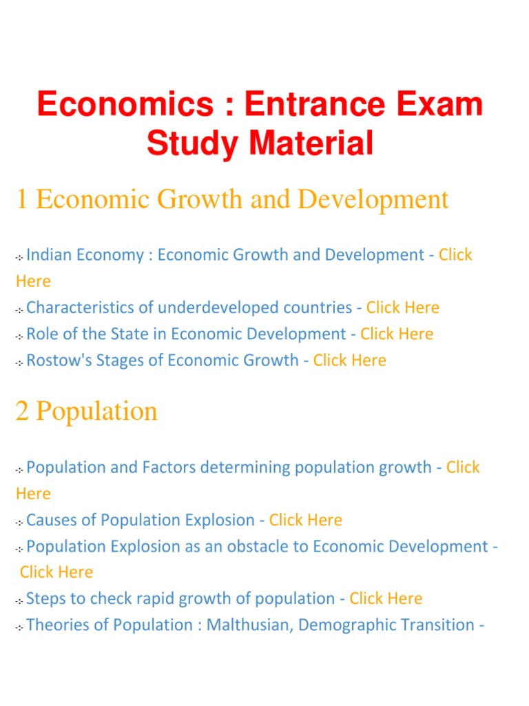 Economics - Important Questions and Answers, Entrance Exam, Study ...