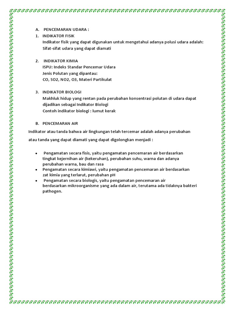 Indikator Pencemaran Pdf