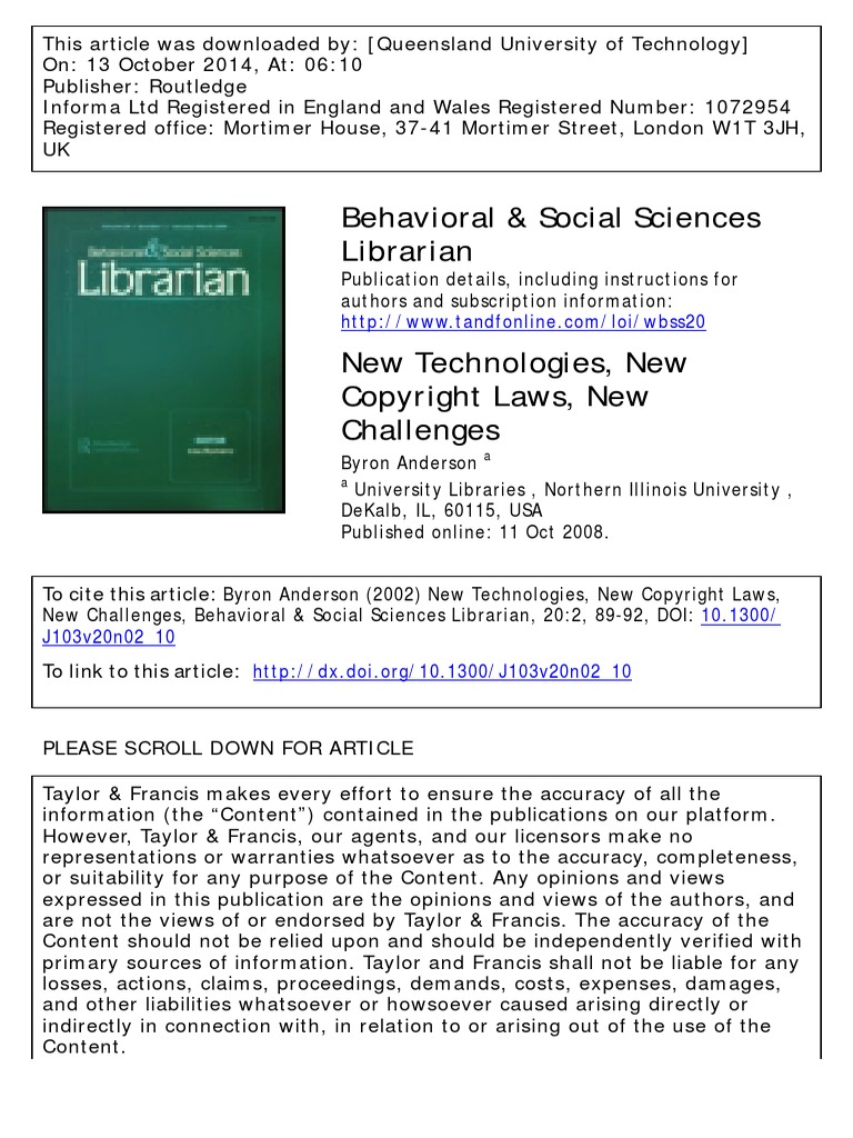 New Technologies, New Copyright Laws | PDF