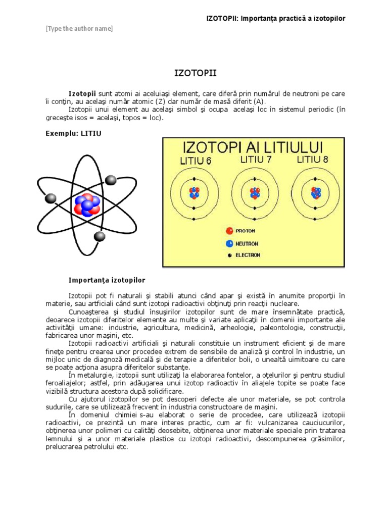 Importanta Izotopilor