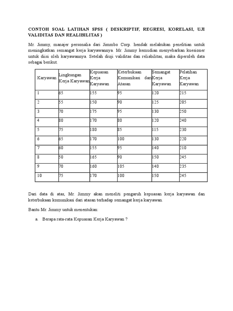 Contoh Soal Latihan Spss PDF