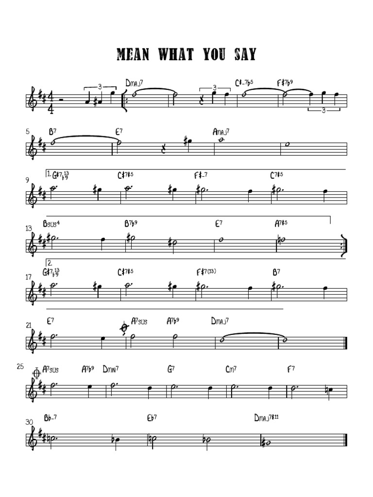 Mean What You Say Eb Part Lead Sheet