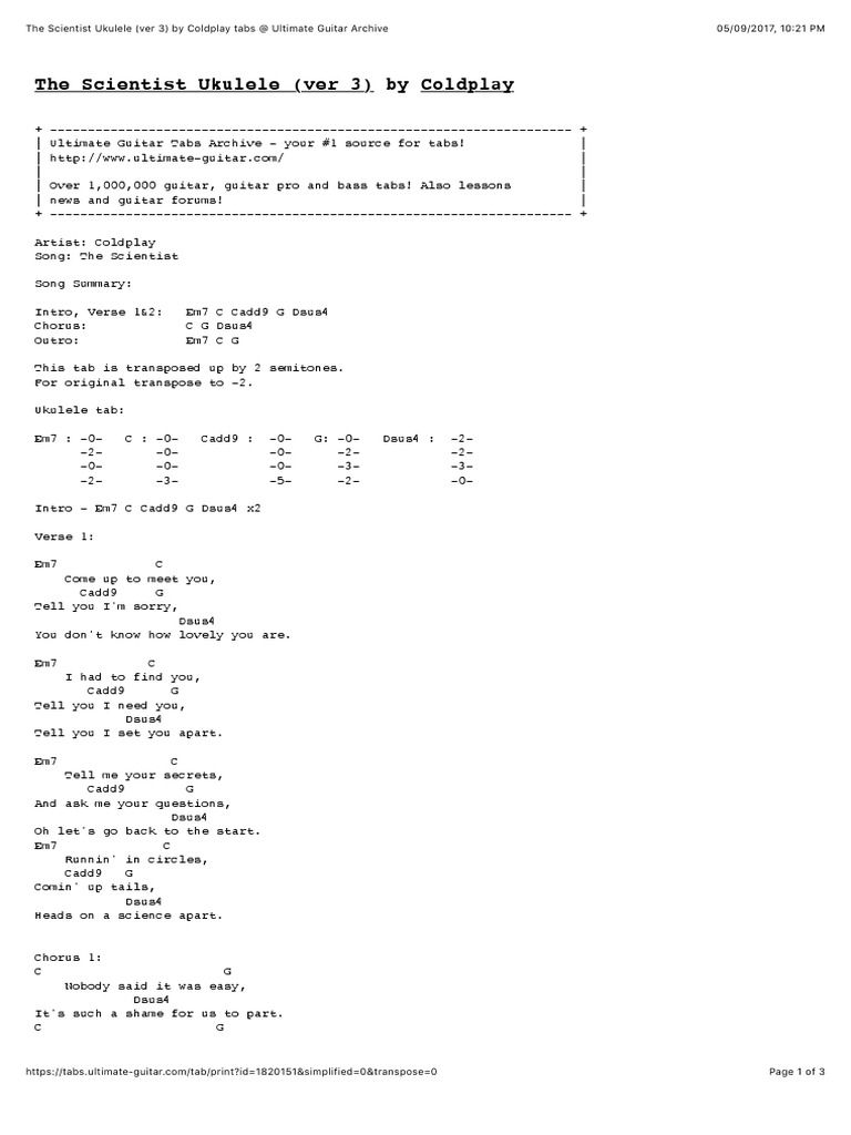 Trouble // Coldplay // ukulele chords song