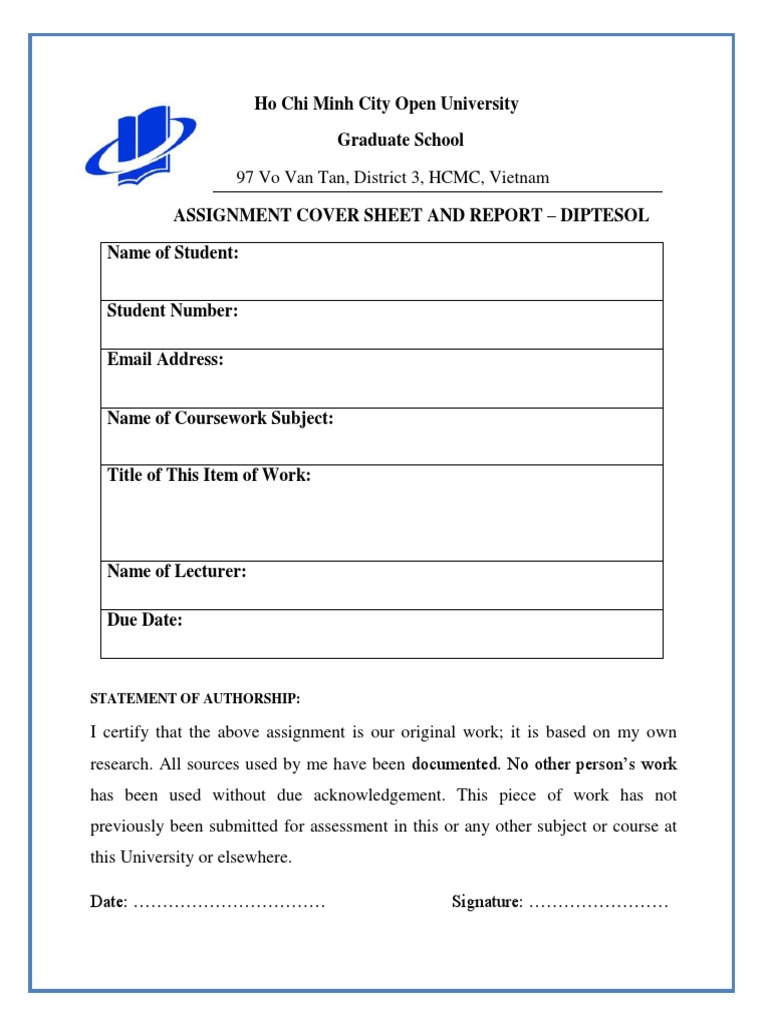 Ho Chi Minh City Open University Graduate School: Statement of ...