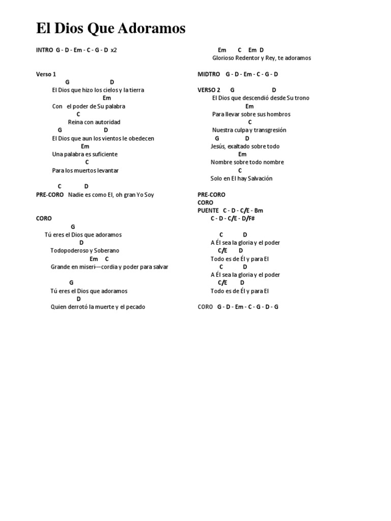 Acordes El Dios Que Adoramos Ibi Cristo Titulo Teologia