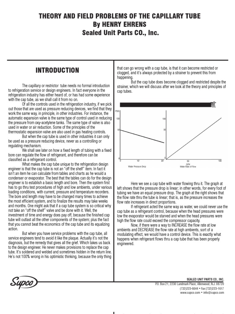 Cap Tube Refrigerant Flow Theory | PDF