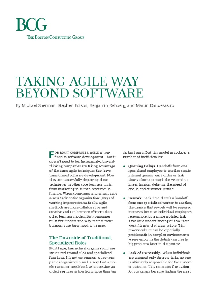 BCG Taking Agile Way Beyond Software July 2017 Tcm9 165071 | PDF ...