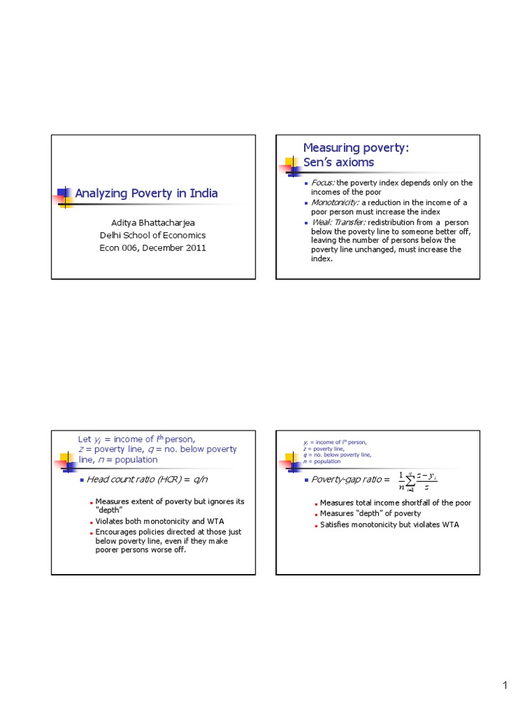 Poverty Measurement Methods in India | PDF | Poverty Threshold | Price ...