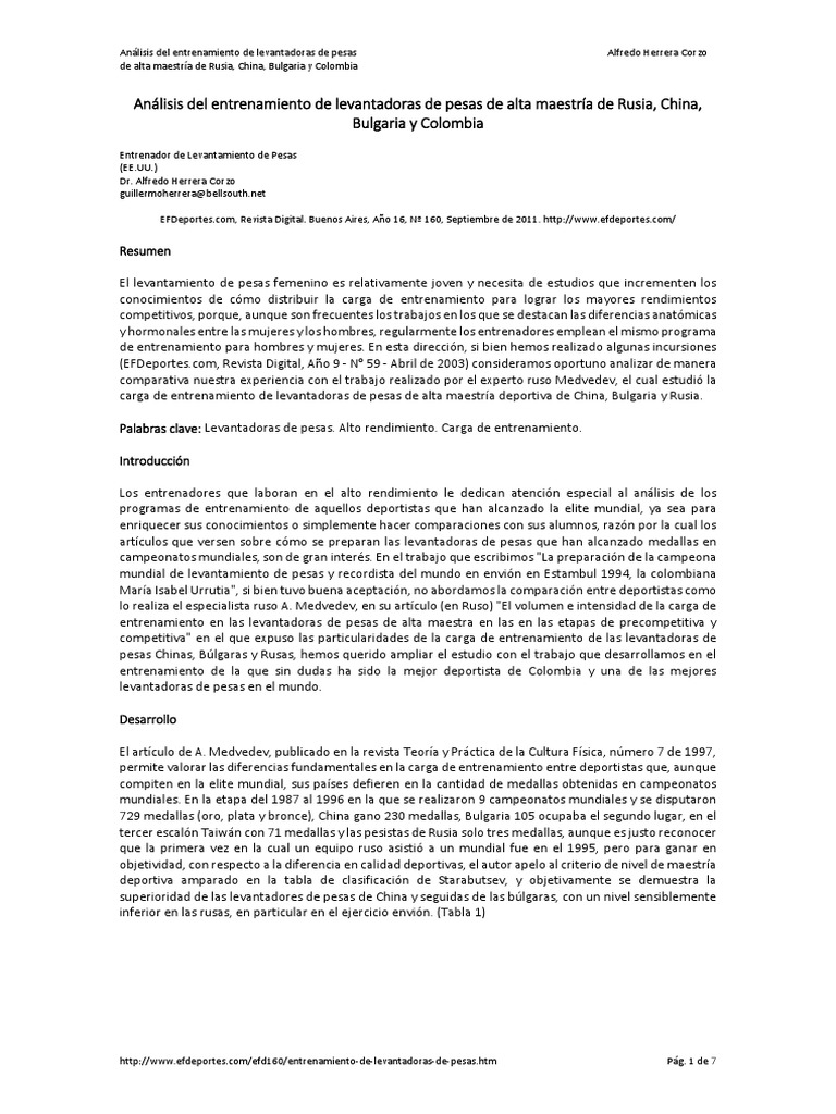 (Art) Alfredo Herrera Corzo Análisis Del Entrenamiento de