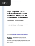 Patricia Eliana Castillo Gallardo (2014). Juego Ampliado, Juego Restringido Producciones Simbolicas Tempranas en Contextos de Desigualdad