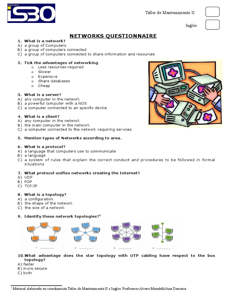 Networks Questionnaire PDF Ip Address Network Topology