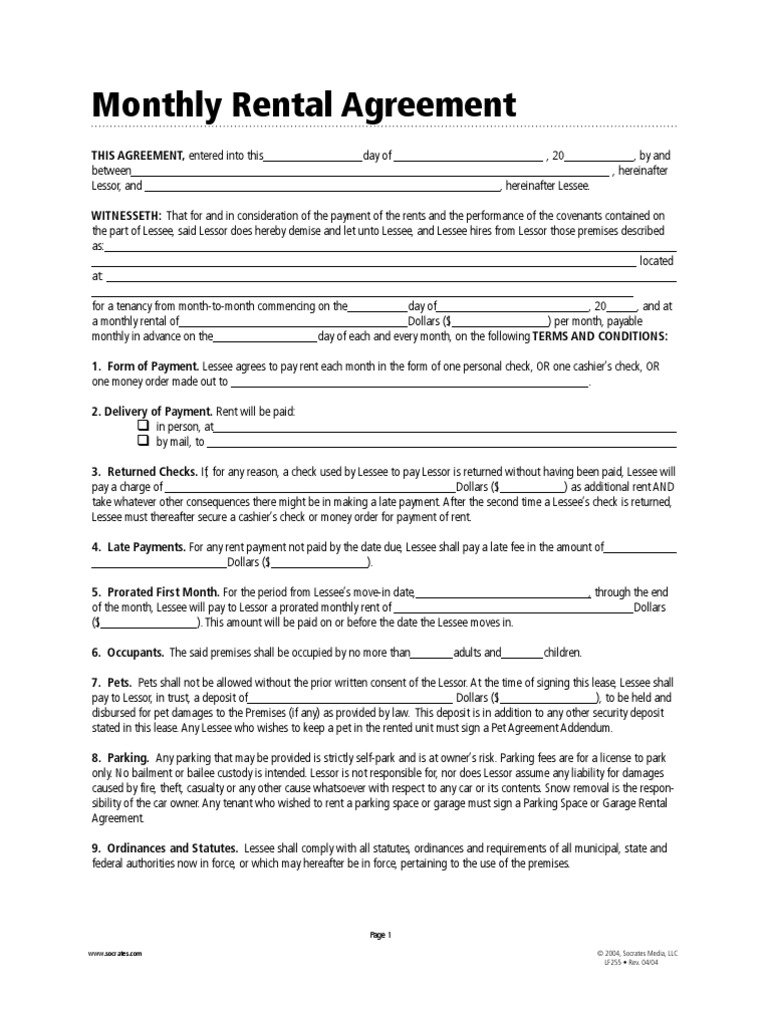rental agreement lease leasehold estate