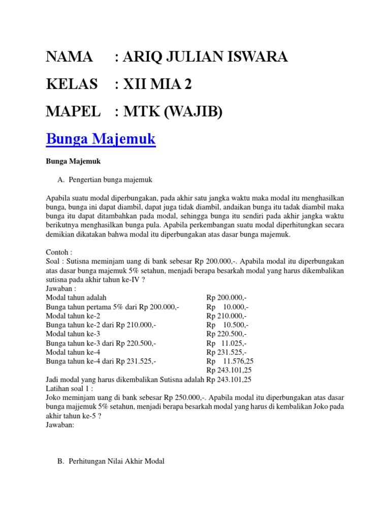 19++ Contoh Soal Bunga Majemuk Nilai Akhir - Kumpulan ...