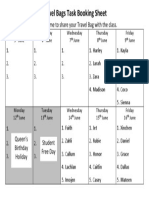 Travel Bag Booking Sheet 2017