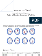 Welcome To Class!: Today Is Monday, December 12, 2016