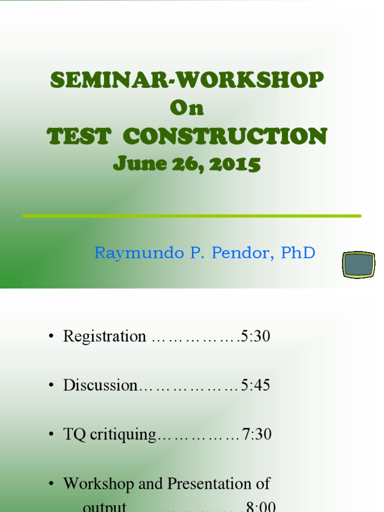Test Construction Guidelines for Educators | PDF | Test (Assessment ...