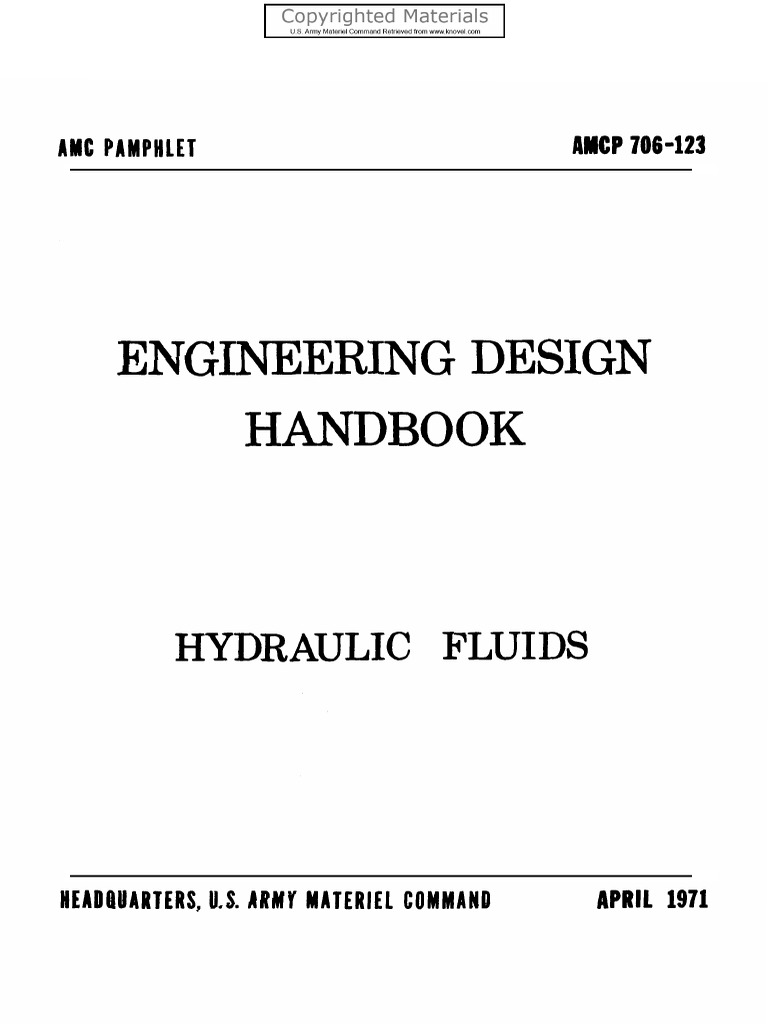 Engineering Design Handbook Hydraulic Fluids PDF Viscosity Pump