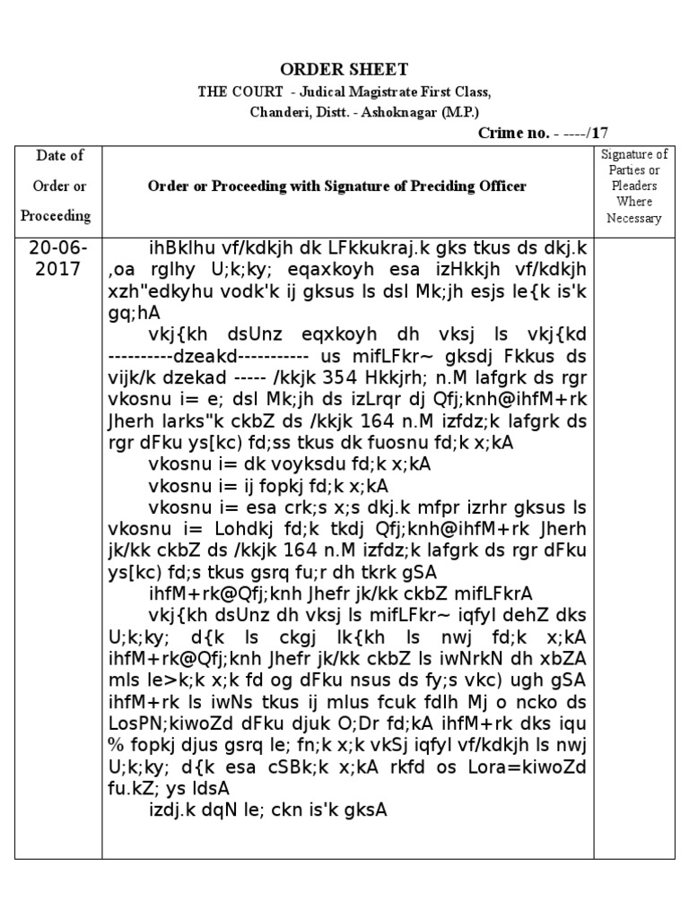 Court Order Sheet Summary | PDF