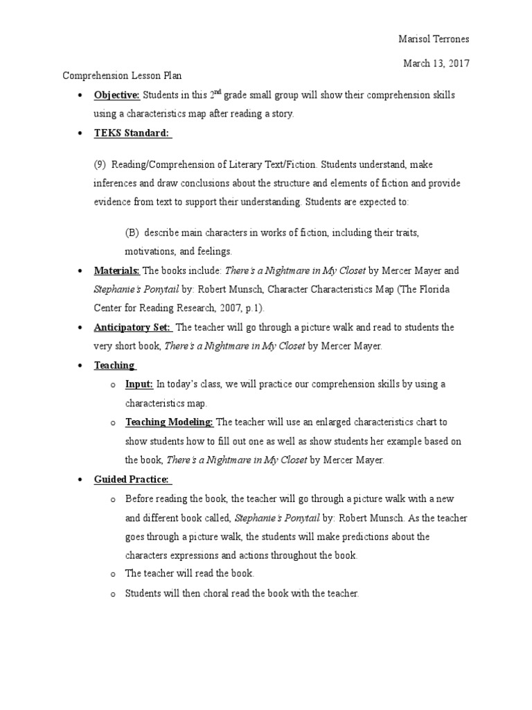 2nd Grade Comprehension Skills | PDF | Reading Comprehension | Lesson Plan